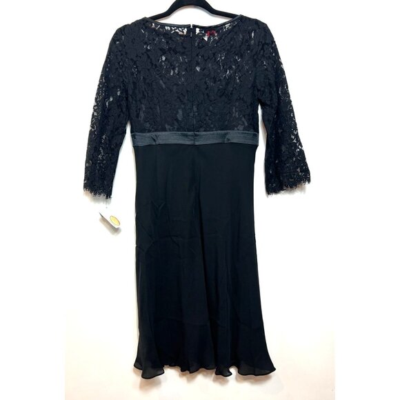 Talbots Petite Black Lace Silk Cocktail Dress Ruffled Hem Lined Size 2P NWT - Picture 3 of 12